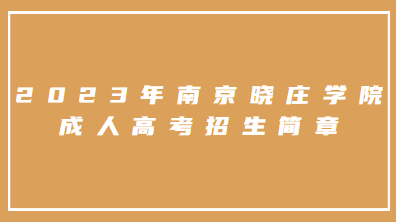 2023年南京晓庄学院成人高考招生简章
